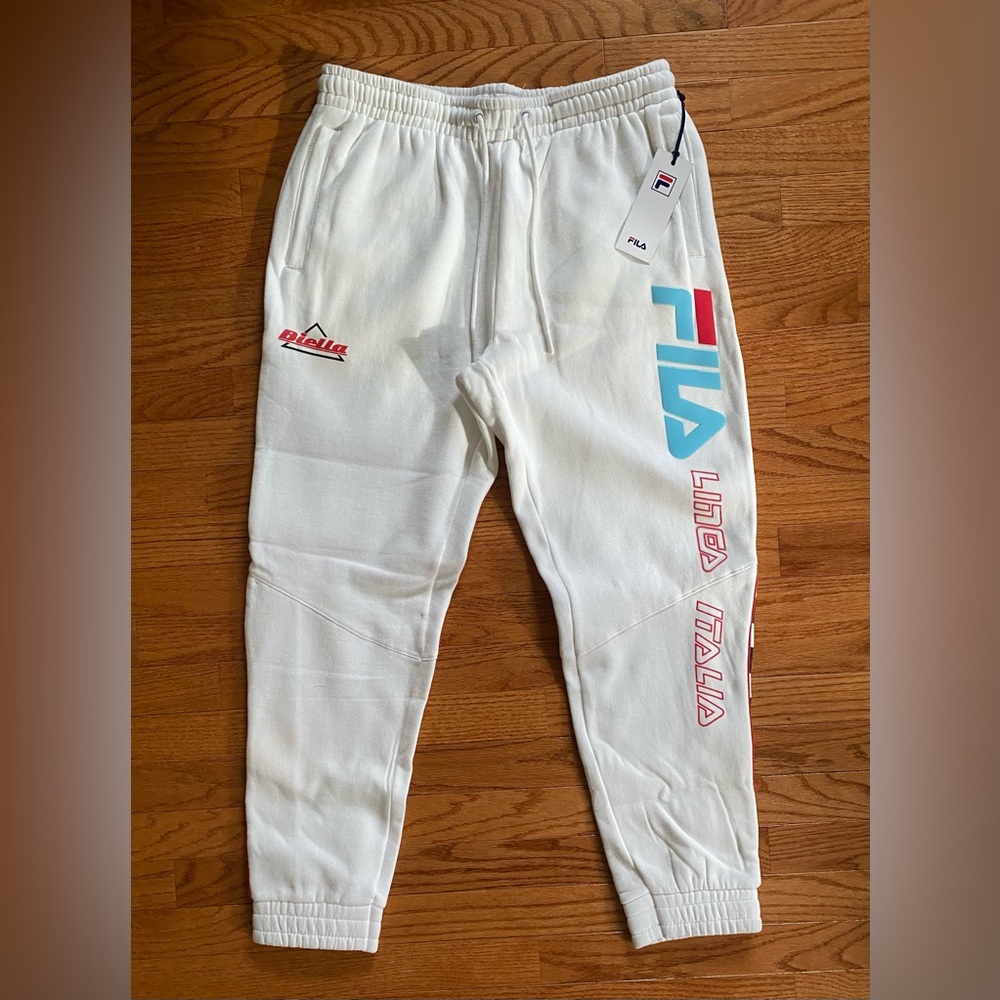Fila Cream Joggers with Subtle Red and Blue Details